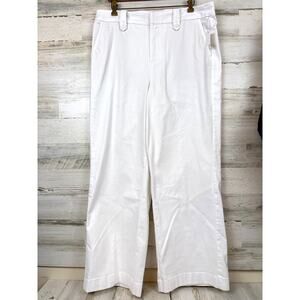 Talbots Womens 16 Plus White High Waist Wide Leg Ankle Denim Jeans NWT